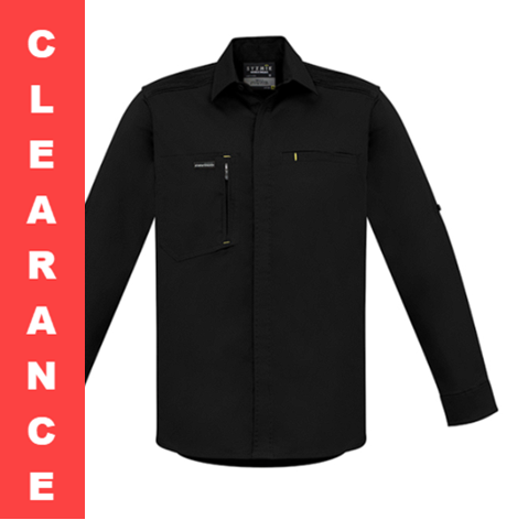 5 pack - Mens Streetworx L/S Stretch Shirt   Zw350 Black - Supplier Clearance