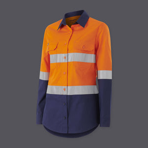 KingGee K44227 Women’s  Workcool Hi Vis Reflective Shirt Long Sleeve